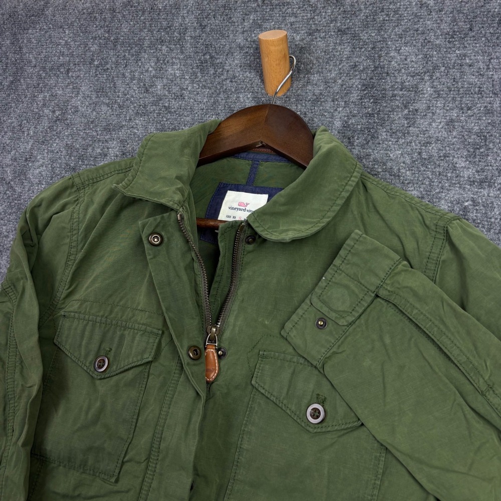 Vineyard Vines Field Jacket Womens Small Green Utility Military Full Zip Coat